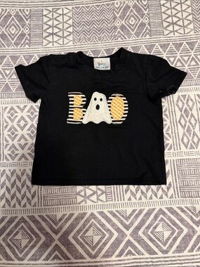 Black 'BOO' Ghost Applique Tee for Kids
